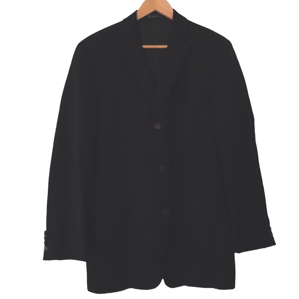 Hugo‎ Boss Blazer Mens 40L Black Regular Wool Blended Three Button Jacket USA